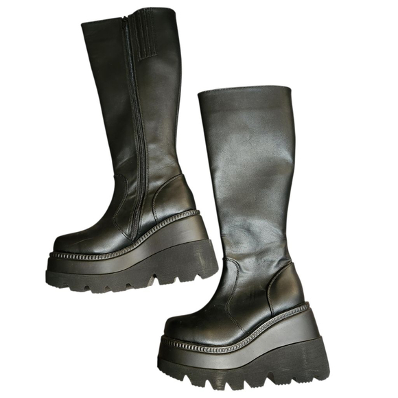 Demonia Shaker Black Platform Boots Womens Size 7 - Picture 6 of 12
